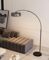Lampadaire de luxe en arc, design pêcheur, en métal noir, lampe de lecture LED pour salon, canapé, chambre, villa, salle de séjour