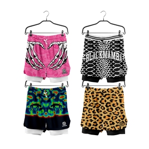 Shorts da spiaggia da <span class=keywords><strong>uomo</strong></span> Casual <span class=keywords><strong>2</strong></span>-<span class=keywords><strong>in</strong></span>-<span class=keywords><strong>1</strong></span> con stampa a sublimazione personalizzata Shorts da allenamento con Pattern a tinta unita antirughe - Product Image 1