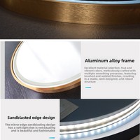 Miroir de salle de bain intelligent de luxe style influenceur avec éclairage LED, anti-buée, affichage de l'heure, commande tactile, en acier inoxydable et alliage d'aluminium