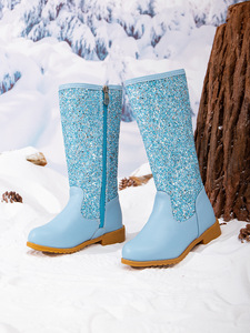 Nouvelles bottes de princesse à paillettes pour filles, bottes rembourrées chaudes pour petites filles, bottes longues confortables à semelle souple - Product Image 6