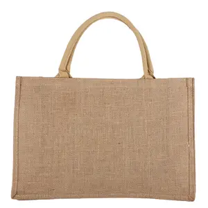 Wholesale Plain Shopper Bag Custom Printed Large Natural Eco Friendly Burlap Jute Shopping Tote Beach Bag With Logos