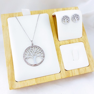 Día de la madre joyería fabricante lugar 316L cirugía de acero de cristal de árbol de collar y pendiente conjunto de joyas - Product Image 4