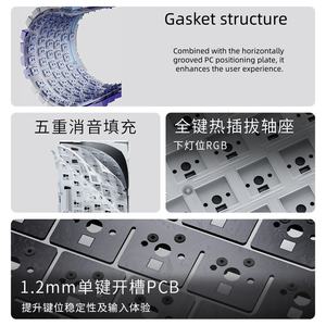 Ajazz AK820 pro Gaming <b>keyboard</b> 3-mode mechanical <b>keyboard</b> with customized 75 hot-swappable gasket for gaming side layout - Product Image 5