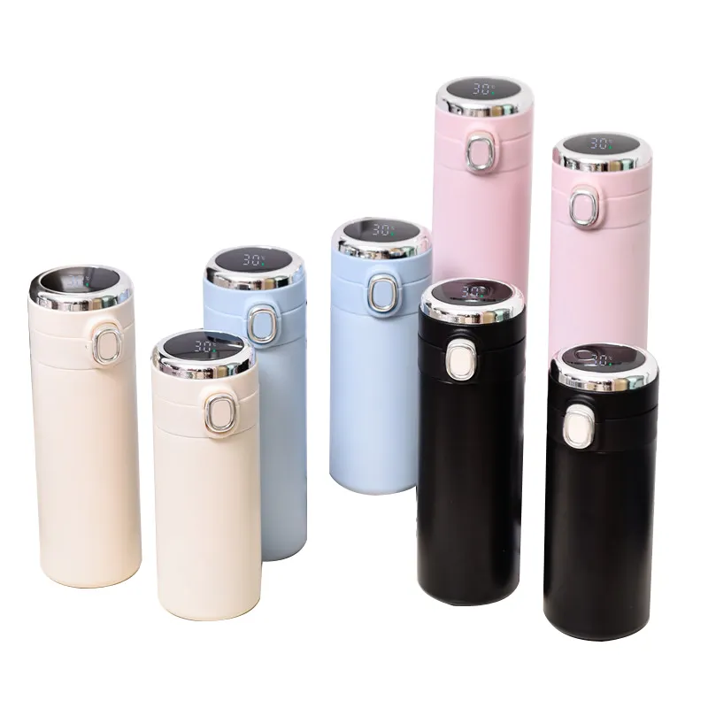 Custom Logo Vacuum 304 Stainless Steel Led Temperature Thermos Flask Smart Water Bottle With Temperature Sensor Control Display