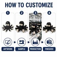 Peluche pieuvre noire personnalisée, fabrication directe d'usine, OEM ODM, fabricant d'animaux en peluche, vente en gros, MOQ, peluche amusante