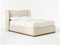Lit Sageliving Modern Sanctuary avec base en bois rembourrée, finition foncée, meubles de chambre à coucher