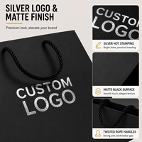 Tas Kado Kertas Karton Hitam Premium Mewah dengan Pegangan Tali Logo Kustom untuk Kemasan Aksesoris Fashion Perhiasan Butik