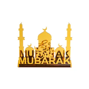 Dekorasi meja rumah EID Mubarak akrilik ornamen bulan emas dekorasi Ramadan Kareem pesta Muslim Islam hadiah Lebaran untuk dijual