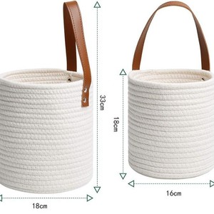 Hanging <b>Basket</b> Cotton Woven Wall Planter Round <b>Small</b> 16x18 Large 18x20 Handmade For Artificial Flowers Decor - Product Image 4