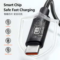 65W LED-Display Schnellkabel USB-C zu C Kabel 6A PD Schnellladung Nylon-Ummanteltes Typ-C-Kabel mit Digitaler Leistungsanzeige 1m