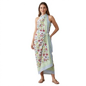 Pareo de algodón estampado a mano, estilo bohemio, ligero, para la playa, pareo de verano, ecológico, hecho a mano. - Product Image 3