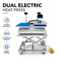 Presse à Chaud Électrique Robuste 16x20 avec Double Station de Travail pour Sublimation DTF et Transfert Vinyle