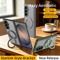 Casing Magnetik Matte Transparan dengan Engsel Pelindung 360 dan Penyangga untuk Samsung Galaxy Z Fold 8 Ultra / 8 7 6 5 4 Dilengkapi Kaca Film
