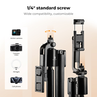 Trépied K&F Concept 71'' avec suivi automatique du visage 360° °   Bâton de selfie rotatif avec 2 éclairages d'appoint et télécommande gestuelle pour le vlogging