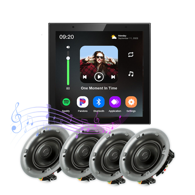 4 Inch Background Music Host Smart Home Audio Amplifiers Set WiFi 4*25W Blue-tooth Wall Amplifier Android for Ceiling Speaker