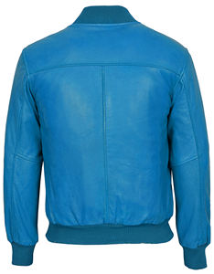 Veste pour homme en cuir Nappa bleu 100% véritable, doublure chaude, fermeture éclair YKK, marque privée OEM, vêtements d'extérieur de luxe pour l'hiver - Product Image 3