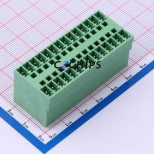 DB2ERH-3.81-2*14P-GN Plug-in Terminal Block Through hole,P=3.81mm Connector Board-to-Board / Socket - Closed 2x14P 3.81mm Green - Product Image 1