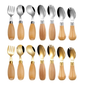 304 Stainless Steel Mini Flatware Set Wooden Handle Fork Spoon Portable Compact Ergonomic for Travel Dining Utensil <strong>Cutlery</strong> - Product Image 5