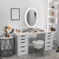 Miroir de Maquillage LED Cristal Diamant Écran Tactile avec Fonction Anti-Buée Design Art Déco pour Anniversaire