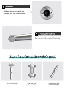 CP-X25 Elektrische <span class=keywords><strong>1</strong></span>:<span class=keywords><strong>1</strong></span> Lage Snelheid Handstuk Contra-hoek Tandheelkundige Set voor Tandartsen en Studenten Metaal - Product Image 6