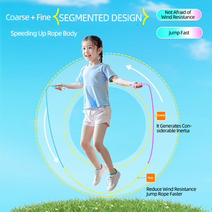 <span class=keywords><strong>Corde</strong></span> <span class=keywords><strong>à</strong></span> <span class=keywords><strong>sauter</strong></span> rapide de haute qualité pour enfants et adultes, avec poignées longues, cordes segmentées de 4,5 mm pour exercices aérobiques - Product Image 3