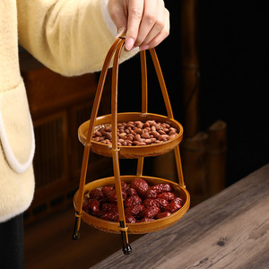 <b>Bamboo</b> Woven Basket Single Layer Round Food <b>Container</b> For Living Room Standing Type - Product Image 4