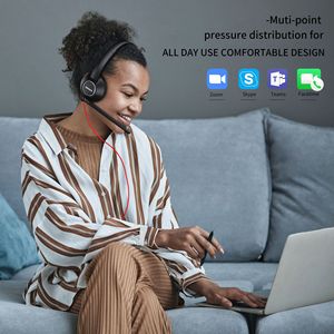 BINNUNE BH05 ชุดหูฟังแบบมีสายแบบหูเดียวพร้อมไมโครโฟนหูฟังแบบครอบหูน้ำหนักเบาพิเศษสำหรับคอลเซ็นเตอร์สำนักงานพีซีแล็ปท็อปสำหรับเล่นเกม - Product Image 4