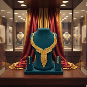 24K <b>Gold</b> Plated Vintage Dubai Fashion Jewelry <b>Set</b> Includes Necklace Earrings <b>Bangles</b> Combs Copper Material Diamond Germany - Product Image 3