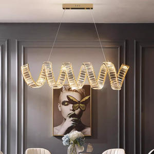Lampadario di Lusso a Spirale Irregolare in Cristallo Dorato, <span class=keywords><strong>Design</strong></span> Moderno e Creativo per Bar, Ristoranti e Soggiorni, Luce Calda - Product Image 4