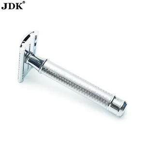 JDK 1PC 안전 면도기 이중 가장자리 수염 관리 거품 면도기 면도기 스테인레스 스틸 핸들