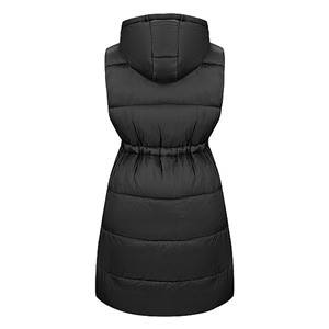 Gilet matelassé long en nylon à capuche pour <span class=keywords><strong>femme</strong></span> avec fermeture éclair, style décontracté, vente en gros pour l'hiver - Product Image 4