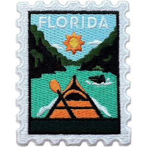 Florida Stamp Embroidery Nonwoven Felt <b>Patch</b> 3 Inches Iron <b>on</b> <b>Sew</b> <b>on</b> Travel Applique Bags Decorative Fabric Various Colors - Product Image 1