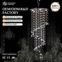 Lustre suspendu de luxe en perles de cristal, design papillons en fer, avec LED, pour décoration de mariage et de banquets