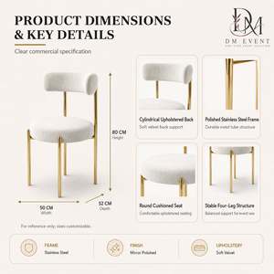 Gold wedding <b>chair</b> rental Stainless steel banquet <b>chair</b> <b>Pink</b> tufted upholstery <b>chair</b> Round back event <b>chair</b> - Product Image 3