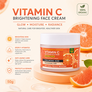 <span class=keywords><strong>Crème</strong></span> éclaircissante pour le visage à la vitamine C 50g <span class=keywords><strong>Acide</strong></span> <span class=keywords><strong>hyaluronique</strong></span> Hydratant Anti-âge Réduit les ridules Teint inégal Soin du visage bio - Product Image 6