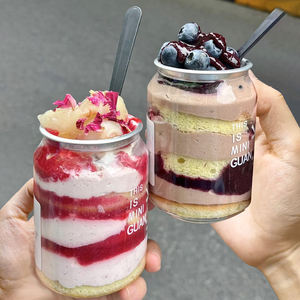 กระป๋อง PET ใสสำหรับอาหาร ขนาด 250 มล. 350 มล. 500 มล. พร้อมฝา PET ปลอดสาร BPA ปิดผนึกแบบดึงแหวน สำหรับเค้กและของหวาน - Product Image 1