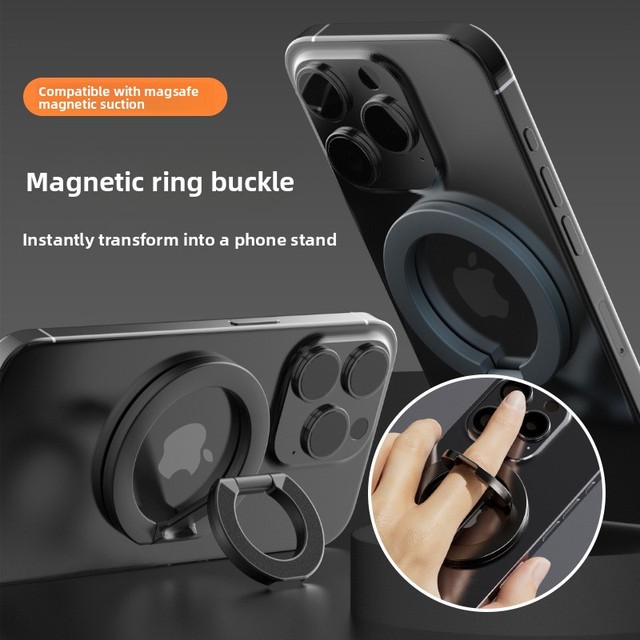 Double Fold Magnetic Metal Mobile Phone Ring Finger Stand Holder Bracket Buckle Magnet Phone Ring Grip Mount for Gym Wall