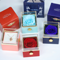 Boîte Cadeau Rotative de Roses Éternelles les Plus Vendues – Fleurs Fraîches Longue Durée (3-5 Ans) pour Cadeaux de Noël – Couleur Personnalisable