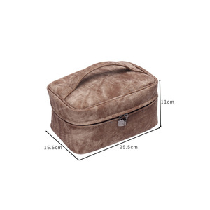 Velvet Cosmetic Bag Zipper <b>Makeup</b> Pouch Portable <b>Travel</b> Toiletry <b>Case</b> with Soft Handle - Product Image 5