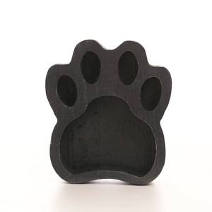 LUMINA Handmade Two-Tone Screen Printed Cat Paw Shaped Rustic Style Wooden Basin for <b>Candle</b> Making Wholesale - Product Image 4