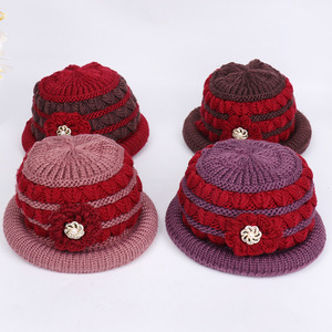 Chapeau bob en tricot d'hiver avec bordure rouge rose, chaud et épais pour femmes, protection du cou, pare-soleil pour le cyclisme en plein air - Product Image 5