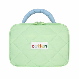 Étui à cosmétiques personnalisé matelassé avec logo pour articles de toilette, vert/rouge, sac à maquillage en nylon à fermeture éclair tendance pour femmes, 37x5x27cm - Product Image 2