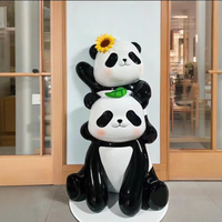 Sculpture de panda en fibre de verre personnalisée Décoration extérieure Grande sculpture d'animal Statue de panda grandeur nature à vendre