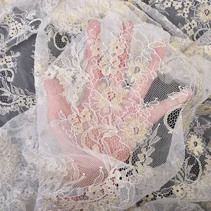 Neues Design Nylon türkischer Modeschleife Stoff individuelle Farbe Spitze für Hochzeitskleid