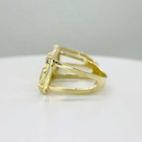 Bague carrée double Rainbowking pour homme, plaquée or 14 carats, en laiton, style nugget, bijou quotidien pour lui