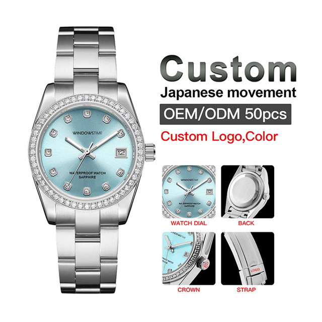 Custom Women Stainless Steel Waterproof Luxury Quartz Movement Wristwatch with Pointer Dial Design Fashion Simple Style