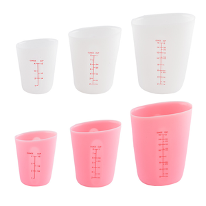 Silicone Pink White Graduated <strong>Measuring</strong> <strong>Cup</strong> Stackable Multiple Sizes Kitchen Measure Container Nonstick Reusable Baking Supplies - Product Image 1
