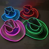 Sombrero de Vaquero Luminoso con Luces LED, Gorra de Vaquera Brillante para Novia, Accesorios para Despedida de Soltero, Sombrero de Neón para Festivales