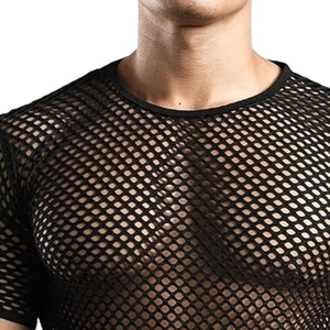 Camiseta de Verano Transparente de Malla con Cuello Redondo y Manga Corta Ligera Personalizada para Hombre - Product Image 4
