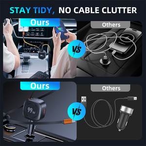 Chargeur de voiture rétractable 3 en 1 pour iPhone 99W USB-C, câble rétractable rapide de type C, accessoires pour voiture et camion - Product Image 3